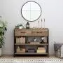 HOMECHO Console Table with Drawers, Tall Entryway Table with Storage, Narrow Sofa Hallway Table for Bedroom Living Room, Metal Frame, Rustic Brown HOMECHO Console Table with Drawers, Tall Entryway Table with Storage, Narrow Sofa Hallway Table for Bedroom Living Room, Metal Frame, Rustic Brown