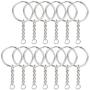 NANSSY 150 1''/25mm Split Keyrings with Chain Silver Keychain Ring, Key Chains Rings Parts with Open Jump Ring and Connector. (150)