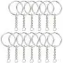 NANSSY 150 1''/25mm Split Keyrings with Chain Silver Keychain Ring, Key Chains Rings Parts with Open Jump Ring and Connector. (150)