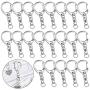 60 Pcs Key Ring with Chain, Roctee D Snap Clasp Keychain Hooks with Jump Rings, DIY Metal Key Ring Split Rings for Keys, 360° Rotation, Not Rust & No Fade (M Size, Silver)