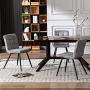 Duhome Dining Chairs Reception Chairs, Accent Living Room Chairs Fabric with Black Metal Legs for Living Room/Kitchen/Vanity Set of 4 Grey