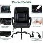 Big and Tall Office Chair 500lb Wide Seat Desk Chair with Lumbar Support Armrest Swivel Rolling High Back PU Leather Computer Chair Massage Adjustable Ergonomic Task Chair for Adults Women(Black)