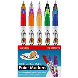 Thorntons Art Supply Premium Oil-Based Paint Markers 15 Count Vibrant Pen for Craft Low ordor Permanent Quik Drying Marker Write on Multi Surface Safe for Kids Extra Fine Point Assorted Opaque Paint