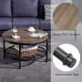 Bonnlo 31.5'' Industrial Coffee Table for Living Room 2-Tier Vintage Round Coffee Table with Metal Storage Shelf