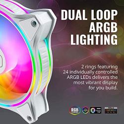 Cooler Master MasterFan MF120 Halo White Edition 3n1 Duo-Ring ARGB Lighting, 24 Independently LEDs, 120mm PWM Static Pressure Fan, Absorbing Pads for Computer Case & Liquid Radiator