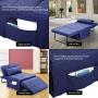 Diophros Folding Ottoman Sleeper Guest Bed, 4 in 1 Multi-Function Adjustable Guest Sofa Chair Sofa Bed (Dark Bule)