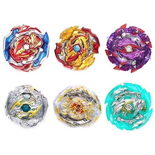 Ingooood Metal Master Fusion Gyro Toys for Kids, 6 Pieces Battling Top Battle Burst High Performance Set with 2 Launchers (H-9A)