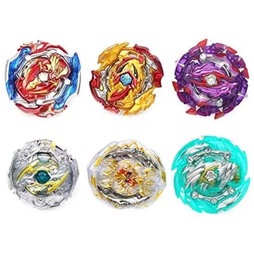 Ingooood Metal Master Fusion Gyro Toys for Kids, 6 Pieces Battling Top Battle Burst High Performance Set with 2 Launchers (H-9A)