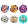 Ingooood Metal Master Fusion Gyro Toys for Kids, 6 Pieces Battling Top Battle Burst High Performance Set with 2 Launchers (H-9A)