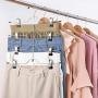 HOUSE DAY Skirt Hangers 4 Tier Shorts Hangers with Clips,6 Pack Space Saving Pants Hangers,Multi Slack Skirt Hanger Metal Trouser Clip Hangers for Slack,Trouser,Jeans,Towels