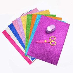 JOHOUSE A4 Glitter Paper, 30 Sheets Glitter Self-Adhesive Sticker Sticky Back Paper Craft Art Sparkling Sign Gemstone Metallic Color for Childrens Craft Cutters Art Multicolor