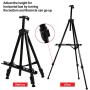 T-SIGN 66 Inches Reinforced Artist Easel Stand, Extra Thick Aluminum Metal Tripod Display Easel 21 to 66 Inches Adjustable Height with Portable Bag for Floor/Table-Top Drawing and Displaying, 2 Pack