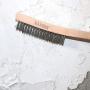 Wire Brush,Stainless Steel Wire Scratch Brush for Cleaning Rust with 14'' Long Curved Beechwood Handle,Large