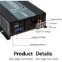 WZRELB Full Power Endurable 3500W 12VDC to 120VAC 60HZ US DUAL OUTLETS LED DISPLAY PURE SINE WAVE INVERTER Power Converter, (RBP350012B1) WZRELB Full Power Endurable 3500W 12VDC to 120VAC 60HZ US DUAL OUTLETS LED DISPLAY PURE SINE WAVE INVERTER Power Converter, (RBP350012B1)