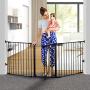 KingSo 80 inch Auto Close Baby Gate Super Wide Safety Gate Foldable Extra Wide 33-80 inch Walk Thru for House Stair Doorways Hallways Include Hardware Mounts(30'' Tall, Black)
