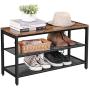 VASAGLE Shoe Bench, Shoe Rack with 2 Mesh Shelves, Shoe Storage Organizer for Entryway Hall, Metal, Industrial, Rustic Brown and Black ULBS74X