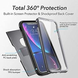 YOUMAKER Metallic Designed for iPhone XR Case, Full Body Rugged with Built-in Screen Protector Slim Fit Shockproof Cover for iPhone XR 6.1 Inch - Black