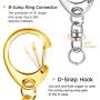 Roctee 100 Piece D Hook Keychain Hardware with Jump Rings, Metal Split Key Ring Clips with Chain for Craft Charm Making DIY (Silver & Gold)