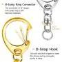 Roctee 100 Piece D Hook Keychain Hardware with Jump Rings, Metal Split Key Ring Clips with Chain for Craft Charm Making DIY (Silver & Gold)