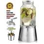 Clear Glass Mason Jar Beverage Drink Dispenser - Galvanized Metal Base Stand Use As Ice Bucket - 1.5 Gallon - Stainless Steel Leak Free Spigot Included - Home Bar & Party Glass Jug Centerpiece