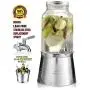 Clear Glass Mason Jar Beverage Drink Dispenser - Galvanized Metal Base Stand Use As Ice Bucket - 1.5 Gallon - Stainless Steel Leak Free Spigot Included - Home Bar & Party Glass Jug Centerpiece