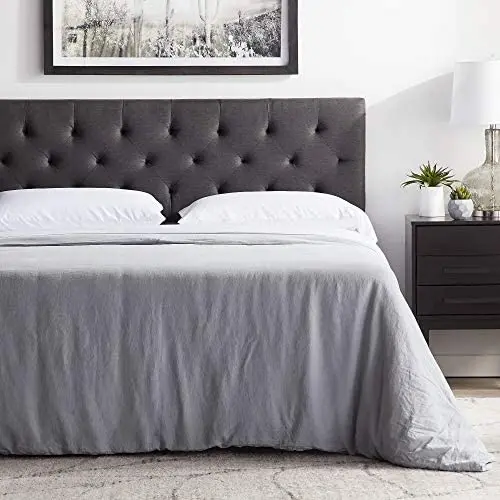 LUCID Mid-Rise Upholstered Headboard - Adjustable Height from 34” to 46”, King/Cal King, Charcoal LUCID Mid-Rise Upholstered Headboard - Adjustable Height from 34” to 46”, King/Cal King, Charcoal