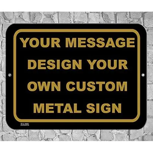 BA IMAGE Personalized Custom Black 015 Aluminum Metal Sign with Your Message! (9x12 Black w/Antique, Horizontal)