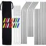Metal Straws with Silicone Tip, 8.5'' 10.5'' Reusable Stainless Steel Straws with Cleaning Brush for 20 30oz Cups (Silver)