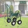 Heavy Duty Garden Water Hose Reel Cart- 300 Ft Liberty Water Hose Storage Reel Cart - 5/8 in X 6 Ft Water Hose w/4 Wheels & Storage Basket -Outdoor Metal Hose Reel System for Garden Yard Water Plant