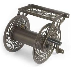 Liberty Garden 704 Decorative Cast Aluminum Wall Mount Garden Hose Reel, Holds 125-Feet of 5/8-Inch Hose - Bronze