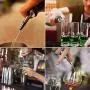[UPGRADED VERSION] 12 Pack Stainless Steel Classic Bottle Pourers Tapered Spout - Liquor Pourers with Rubber Dust Caps