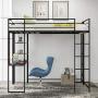 Metal Loft Bed with Desk and 2 Shelves, Twin/Full Loft Bed Frame for Kids (Full, Black)