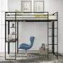 Metal Loft Bed with Desk and 2 Shelves, Twin/Full Loft Bed Frame for Kids (Full, Black) Metal Loft Bed with Desk and 2 Shelves, Twin/Full Loft Bed Frame for Kids (Full, Black)
