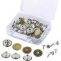 Bestgle 80 Sets 17mm Jeans Button Replacement Kit Metal Tack Button Snap Button for Denims, Jeans, Jackets with Plastic Storage Box, 8 Styles