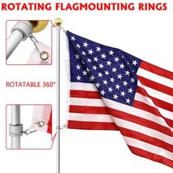 HOOPLE Aluminum Alloy Flagpole Mounting Rings Set for 1 inch Pole Hooks Replacement, Well Packed, 360 Degree Rotating Tangle Free with Carabiners, Spinning Flag Pole Clips Kit (Silver Pack of 2)