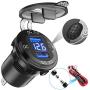 YONHAN [Upgraded Version] Quick Charge 3.0 Dual USB Car Charger with Voltmeter & ON/Off Switch, Metal 36W 12V USB Outlet Fast Charger for Car Boat Marine ATV Truck and More