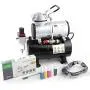 FENGDA Airbrush Kit with Compressor and Paint AS-186K, Airbrush Compressor with 3L Air Tank, Dual Action Gravity Feed Airbrush Gun, 5 Primary Opaque Acrylic Paints, Airbrush Hose (110-120V) FENGDA Airbrush Kit with Compressor and Paint AS-186K, Airbrush Compressor with 3L Air Tank, Dual Action Gravity Feed Airbrush Gun, 5 Primary Opaque Acrylic Paints, Airbrush Hose (110-120V)