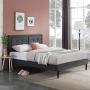 VECELO Upholstered Platform Bed Frame with Height Adjustable Headboard/Mattress Foundation with Strong Slat Support, Easy Assembly, Full, Dark Grey