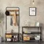 HOOBRO Coat Rack Shoe Bench, Pipe Style Hall Tree Organizer, Entryway Storage Shelf with Unique Double Hooks, Wood Look Accent Furniture with Metal Frame, Industrial Design, Rustic Brown BF01MT01 HOOBRO Coat Rack Shoe Bench, Pipe Style Hall Tree Organizer, Entryway Storage Shelf with Unique Double Hooks, Wood Look Accent Furniture with Metal Frame, Industrial Design, Rustic Brown BF01MT01