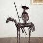 Handmade Auto Parts Rustic Heroic Quixote Sculpture (Mexico) Brown Metal