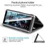 LANYOS Compatible Samsung Galaxy Note 10+ Plus 5G Flip Case，Full Body Protection Translucent Electroplate Plating S-View Mirror Cover Built in Kickstand (6.8 inch 2019) (Silver)