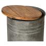 Glitzhome Rustic Storage Ottoman Seat Stool, Farmhouse End Table, Galvanized Metal Accent Side Table Toy Box Bin with Round Wood Lid for Living Room Furniture, Nesting Pieces Two, Grey