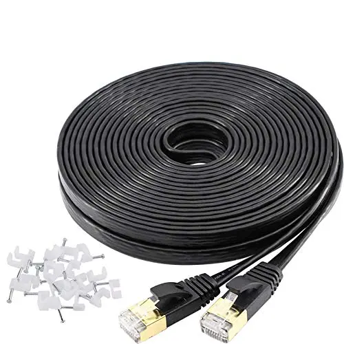 Jadaol Cat 7 Ethernet Cable 25 ft Shielded (SSTP), High Speed Solid Flat Internet Lan Computer patch cord, faster than Cat5e/Cat5/cat6, Durable Rj45 Cat7 network Wire for Router,Modem, Xbox, PS-Black Jadaol Cat 7 Ethernet Cable 25 ft Shielded (SSTP), High Speed Solid Flat Internet Lan Computer patch cord, faster than Cat5e/Cat5/cat6, Durable Rj45 Cat7 network Wire for Router,Modem, Xbox, PS-Black