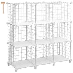 TomCare Cube Storage 9-Cube Metal Wire Cube Organizer Storage Cubes Shelves Shelves Organizer DIY Bookshelf Closet Organizer Cube Shelves Storage Shelves for Bedroom Home Office, White