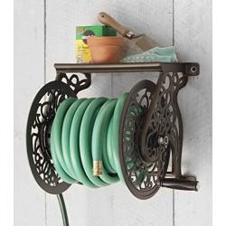 Liberty Garden 704 Decorative Cast Aluminum Wall Mount Garden Hose Reel, Holds 125-Feet of 5/8-Inch Hose - Bronze