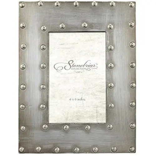 Stonebriar Industrial Distressed Metal Photo Frame with Rivet Detail, Decorative Picture Frame for Table Top or Wall Hanging Display, 4x6 Stonebriar Industrial Distressed Metal Photo Frame with Rivet Detail, Decorative Picture Frame for Table Top or Wall Hanging Display, 4x6