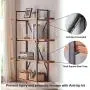 HSH Solid Wood Bookshelf, 4 Tier Rustic Vintage Industrial Etagere Bookcase, Open Metal Farmhouse Book Shelf, Distressed Brown HSH Solid Wood Bookshelf, 4 Tier Rustic Vintage Industrial Etagere Bookcase, Open Metal Farmhouse Book Shelf, Distressed Brown