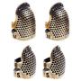 Juland 4 Pieces Sewing Thimble Retro Handwork Finger Shield Protector Adjustable Metal Copper Ring Fingertip Thimble Embroidery Needlework Pin Needles Sewing Quilting Craft DIY Tools