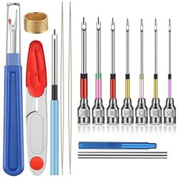 15 Pieces Cross Stitch Set Includes Embroidery Punch Needle Seam Ripper Scissors Threader Thimble Pipe for Cross Stitch Craft Supplies