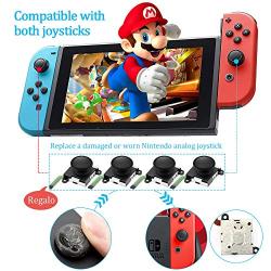 E·Durable Joycon Joystick Replacement 4-Pack 3D Replacement Joystick Analog Thumb Stick for Nintendo Switch 2 Joy-con Metal Latch Triwing Cross Screwdriver Joycon Joystick Replacement Tools